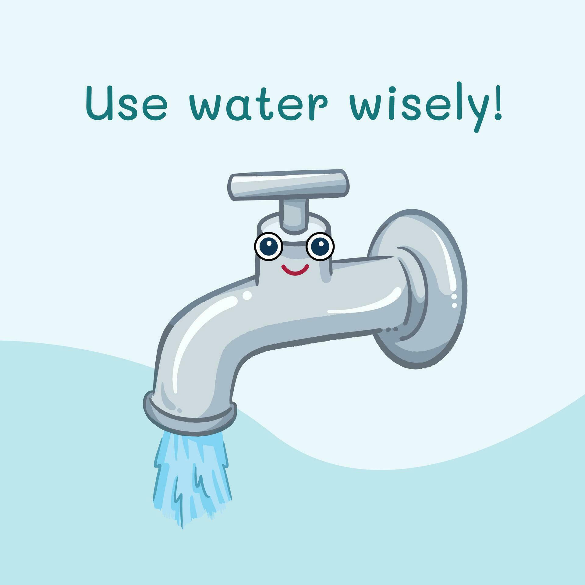 Use Water Wisely Square Ratio Template Poster With Faucet Character use-water-wisely-square-ratio-template-poster-with-faucet-character