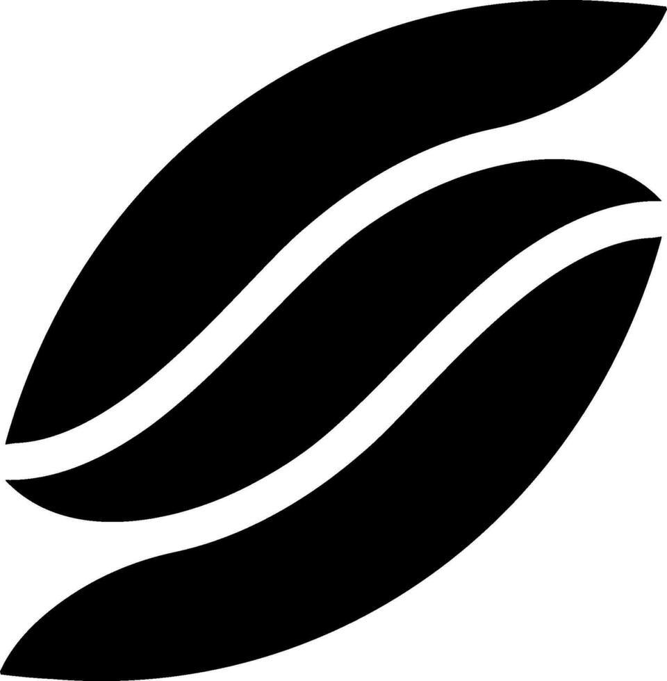 Oval coffee bean logo made three elegant leaf shaped stripes vector