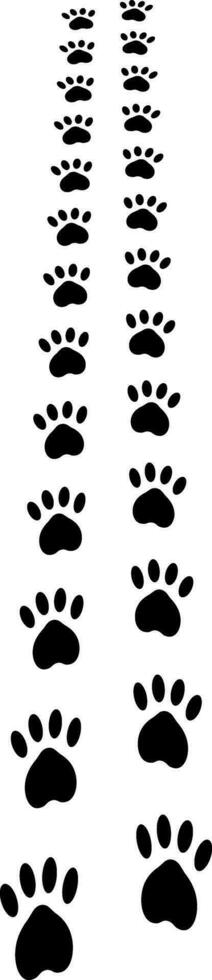 Paw Trail, paw prints animal footprints cat dog, trail run vector