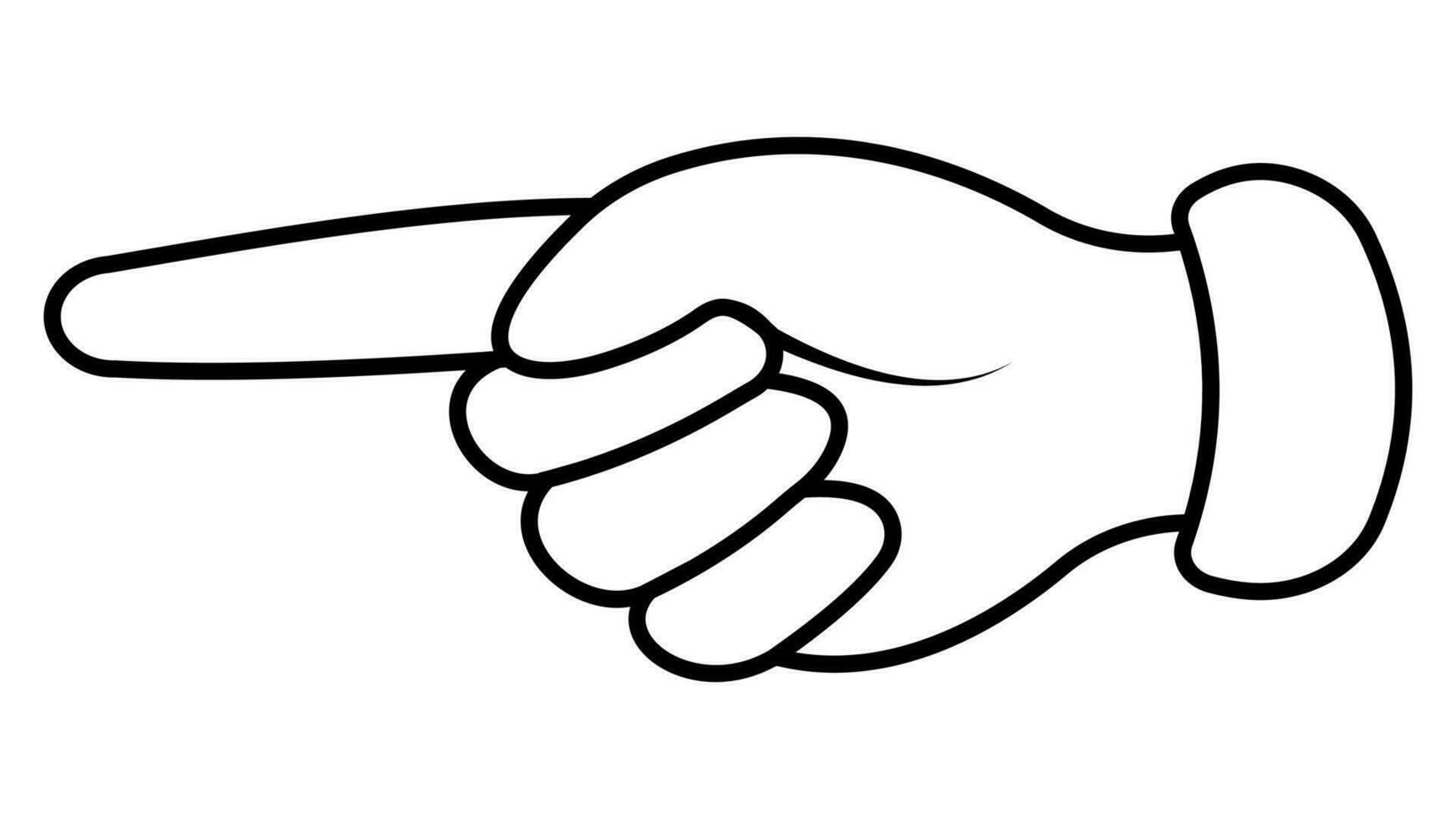 Hand cartoon index finger shows direction, index finger cursor icon vector