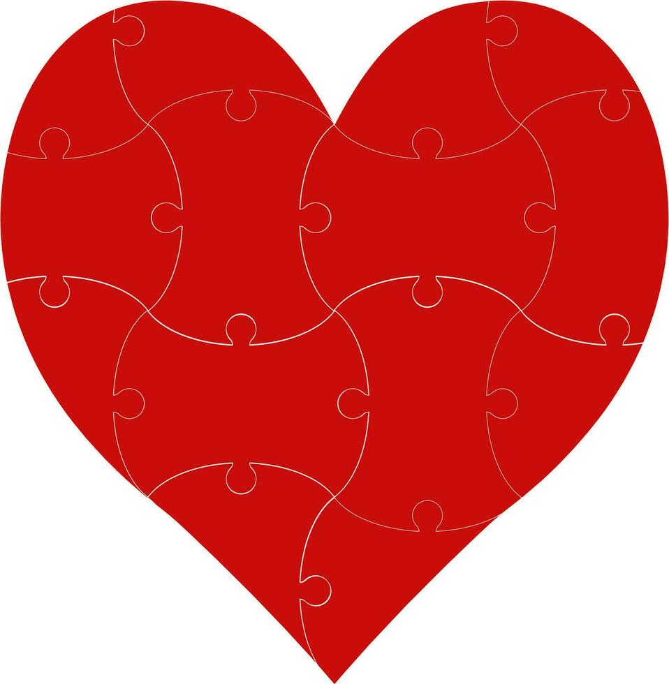 Heart shape puzzle sign love, heart puzzle template love day vector