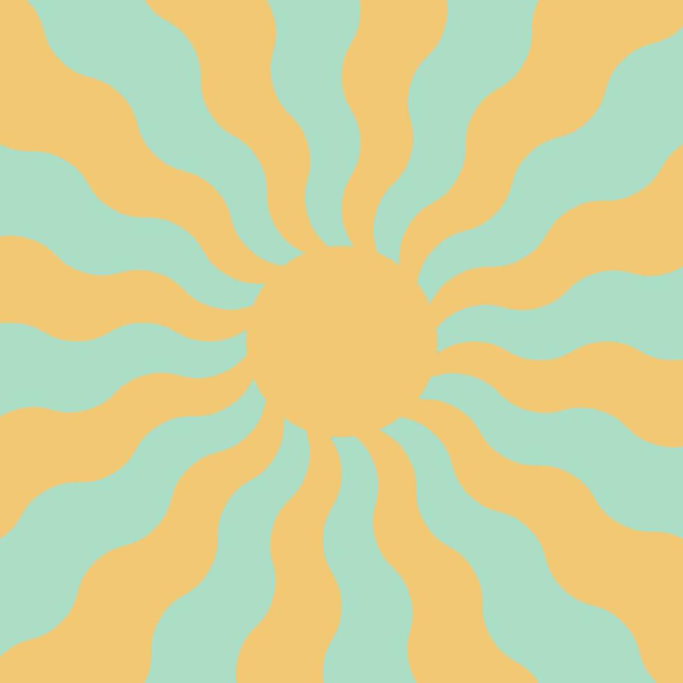 Spring sun pastel colors, wavy rays sun, background symbol spring vector
