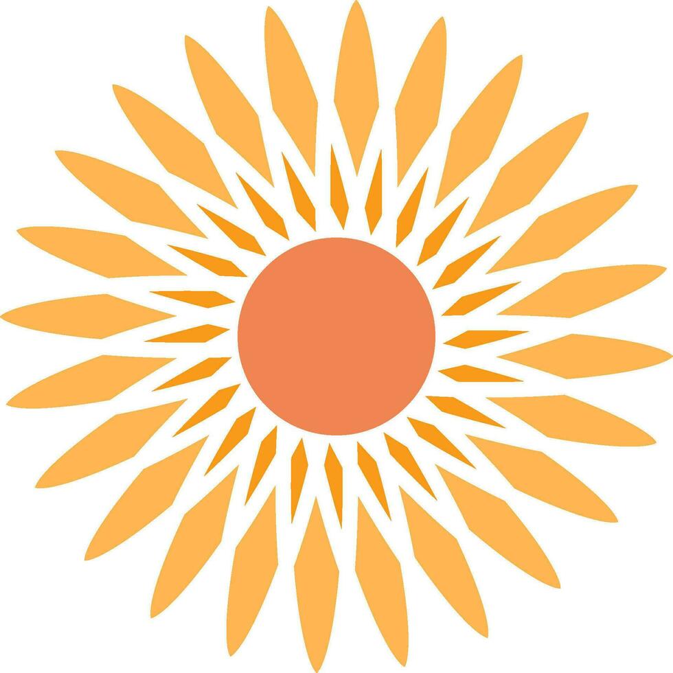 Sun warm orange rays light shape flower stock illustration vector