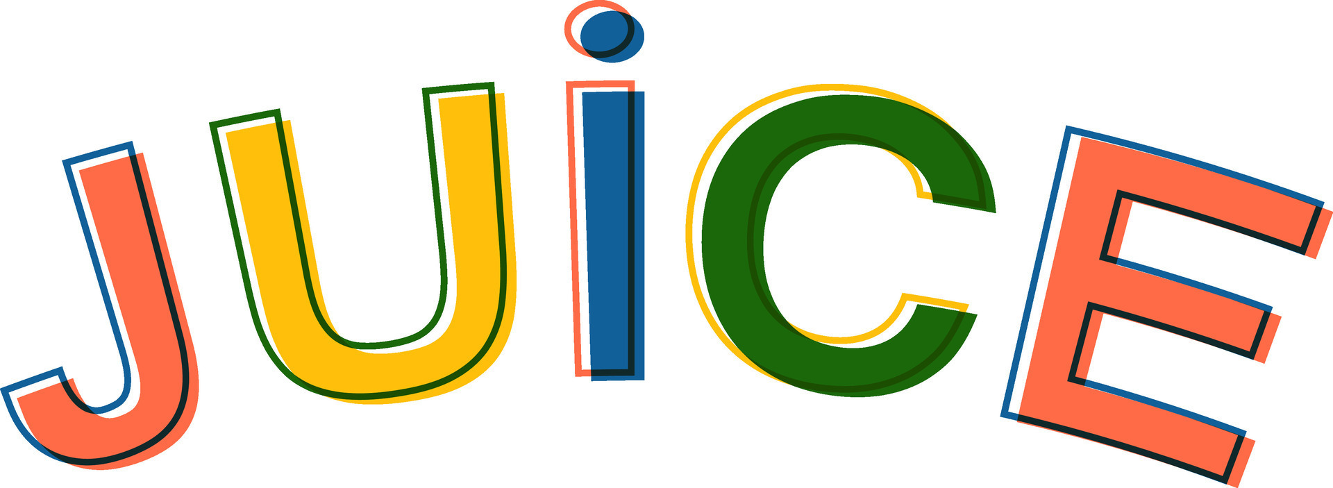 Word juice minimalistic style colorful letters logo symbol sign juice