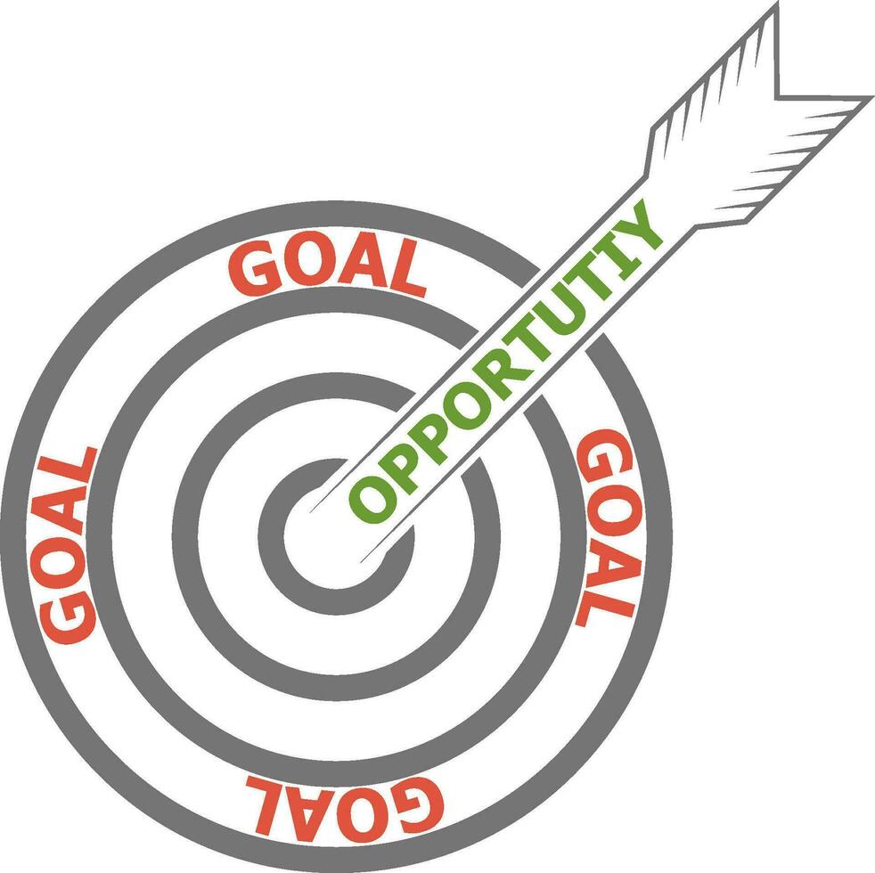 Concept achieving goal using your opportunities opportunity arrow goal vector