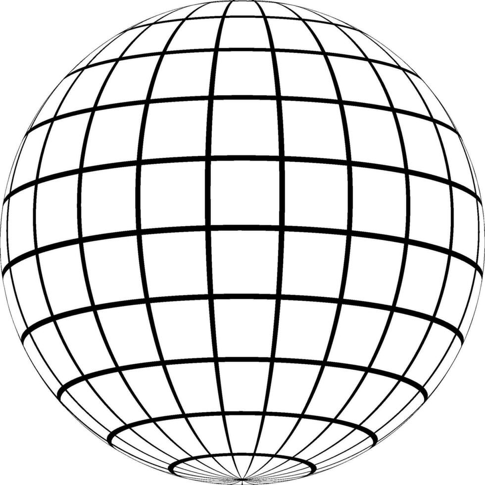 Graticule 3d globe, Meridian parallel field lines, wire template graticule vector
