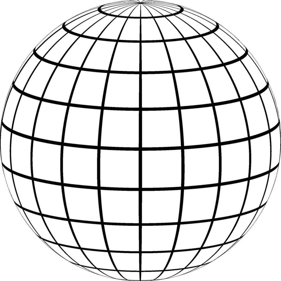 retícula 3d globo meridiano paralelo campo líneas cable modelo retícula vector