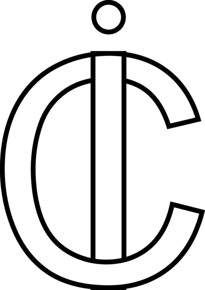 Logo sign ic ci icon sign interlaced letters c i vector