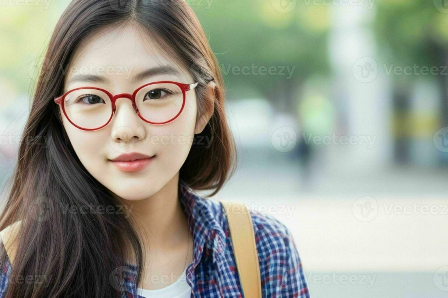 Hipster student woman wearing eyewear glasses photo
