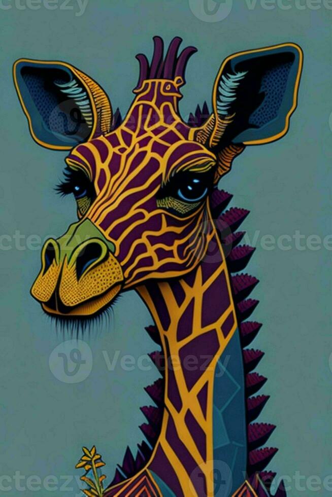 A detailed illustration of a Giraffe for a t-shirt design, wallpaper, and fashion photo