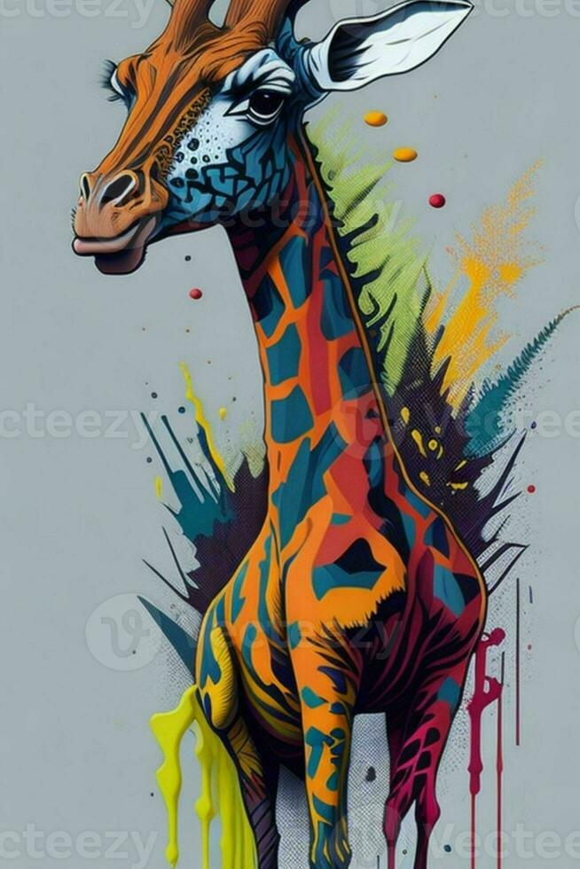 A detailed illustration of a Giraffe for a t-shirt design, wallpaper, and fashion photo