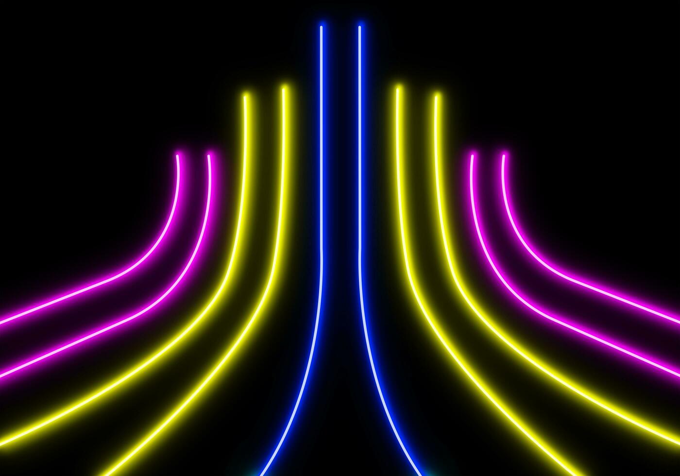 3d render abstract Neon lines triangles tunnel, Square rectangle picture frame with two tone neon color motion graphic on isolated black background. photo