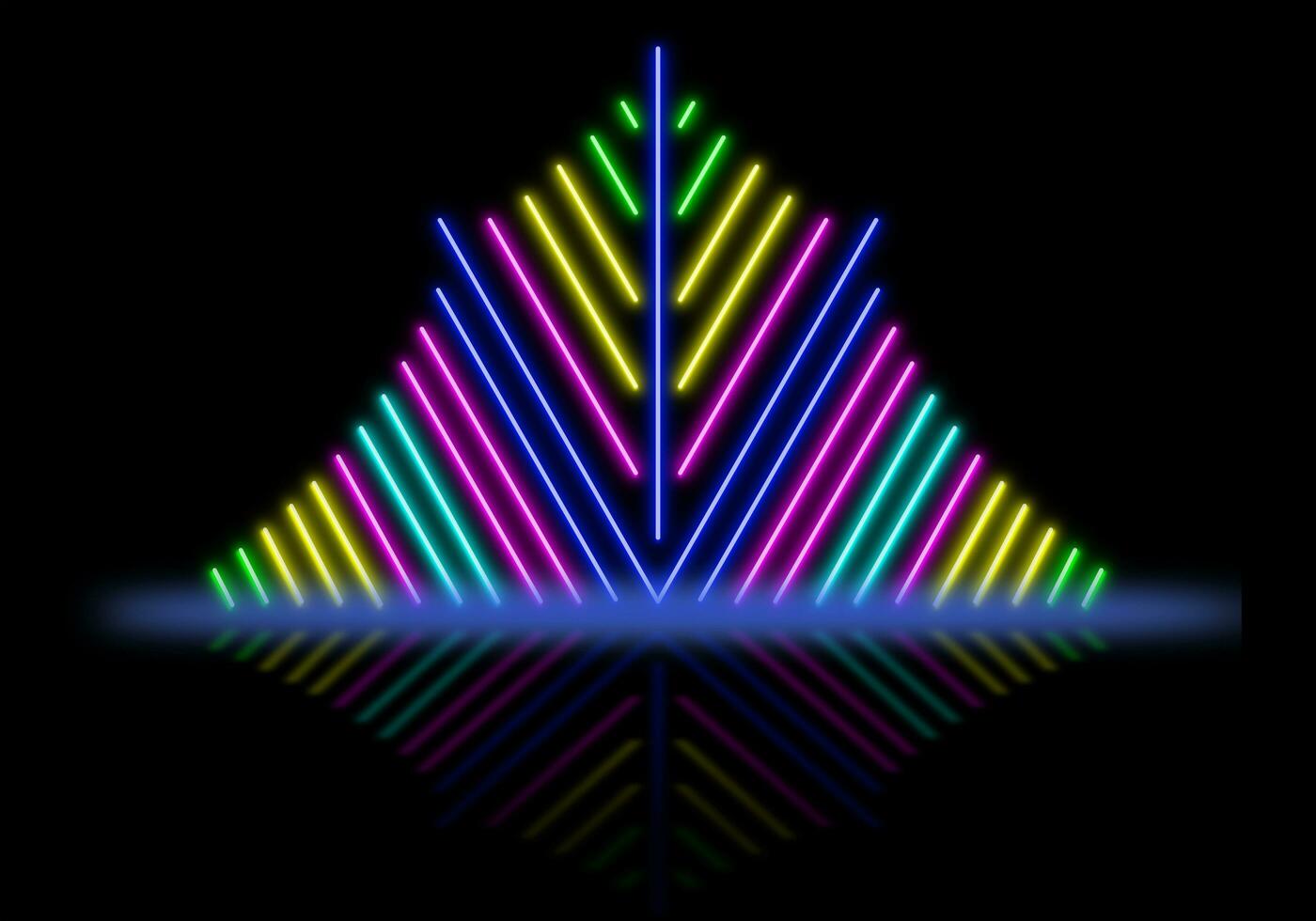 3d render abstract Neon lines triangles tunnel, Square rectangle picture frame with two tone neon color motion graphic on isolated black background. photo