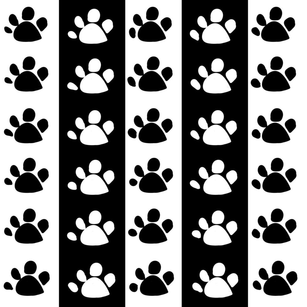 animal paw black and white pattern,  paw print sign and symbol vector
