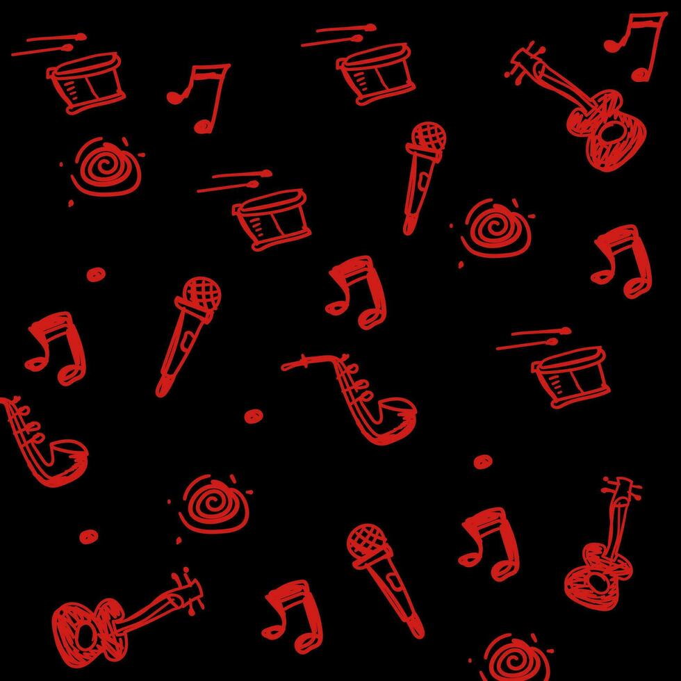 Vector pattern with musical intstruments hand drawing style