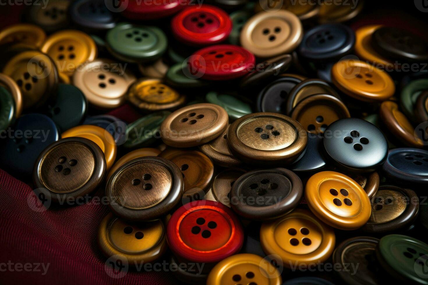 Collection of different multi colored buttons. photo