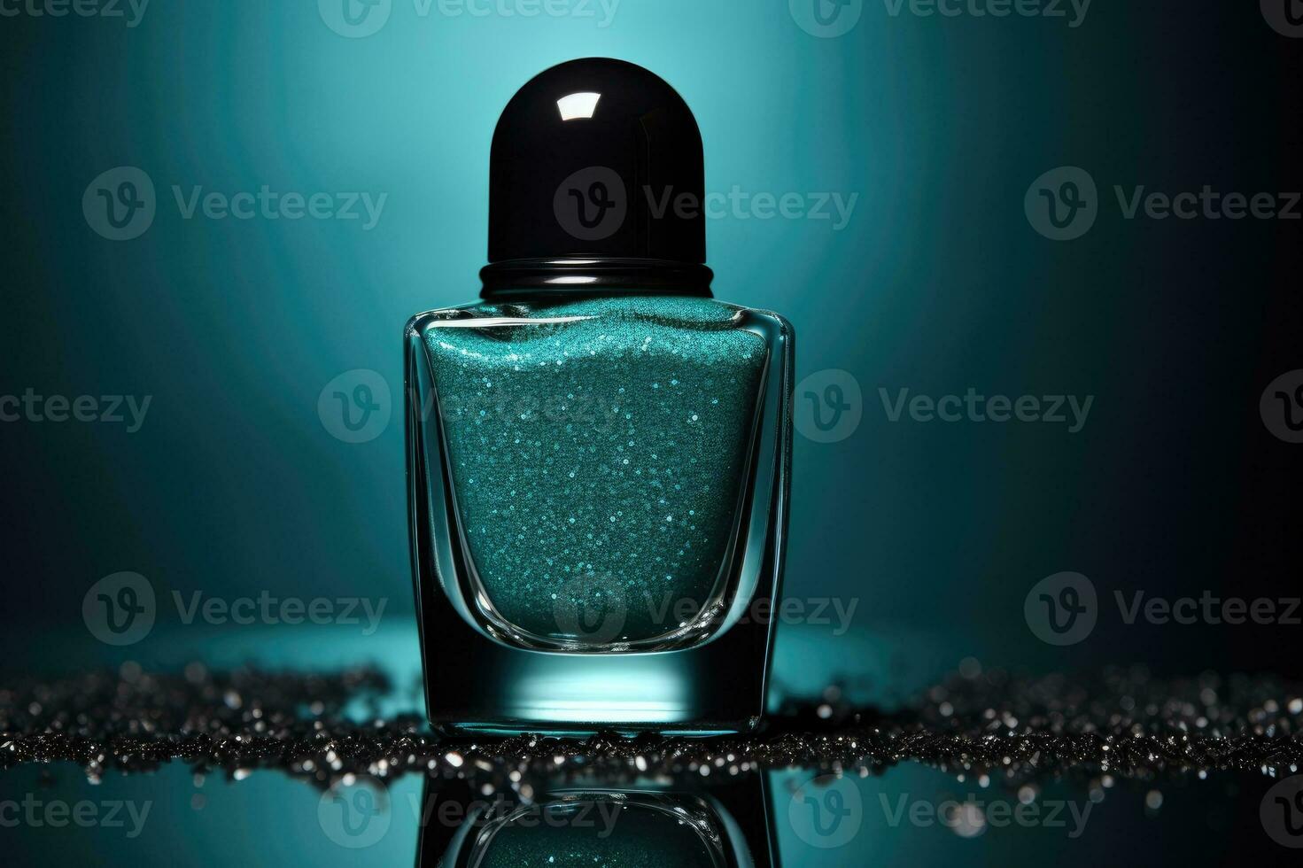 Green nail polish bottle. photo