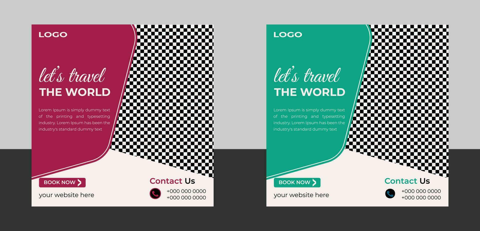 travel social media post design template vector