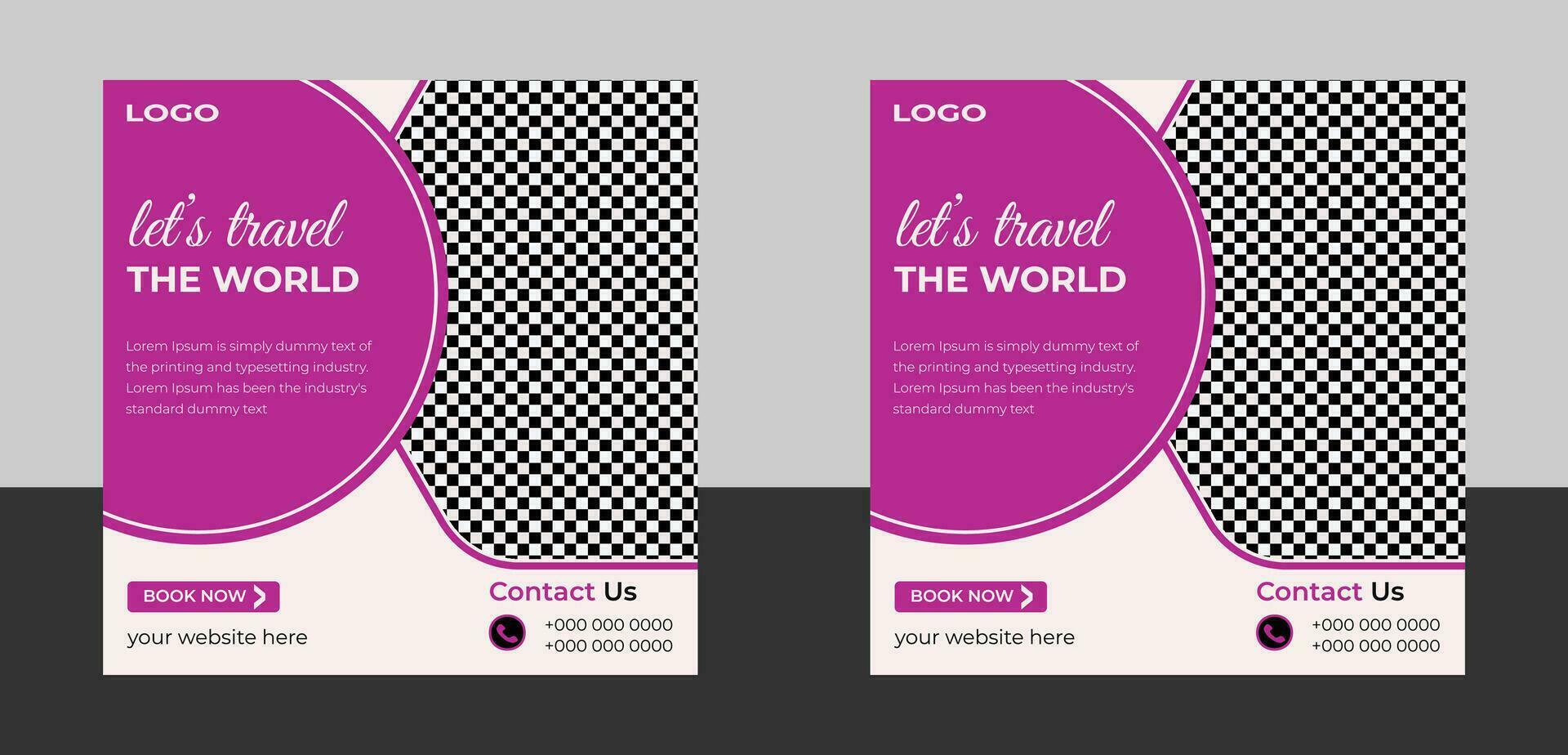 travel social media post design template vector