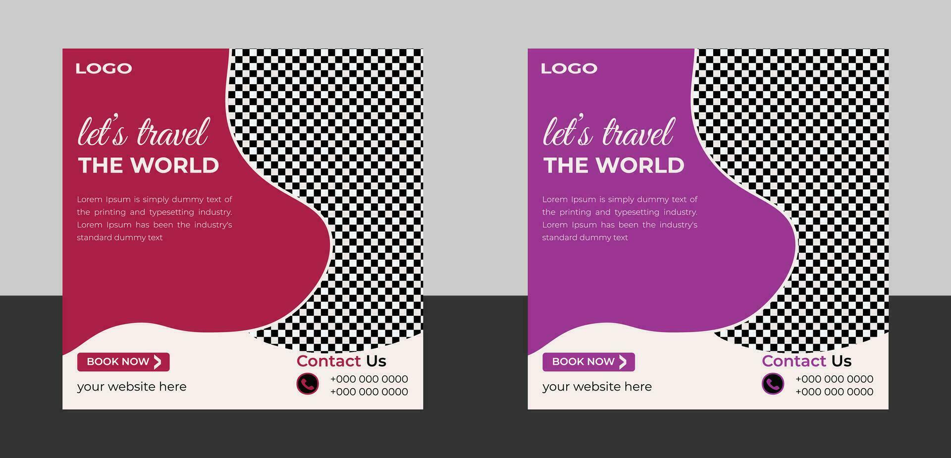 travel social media post design vector