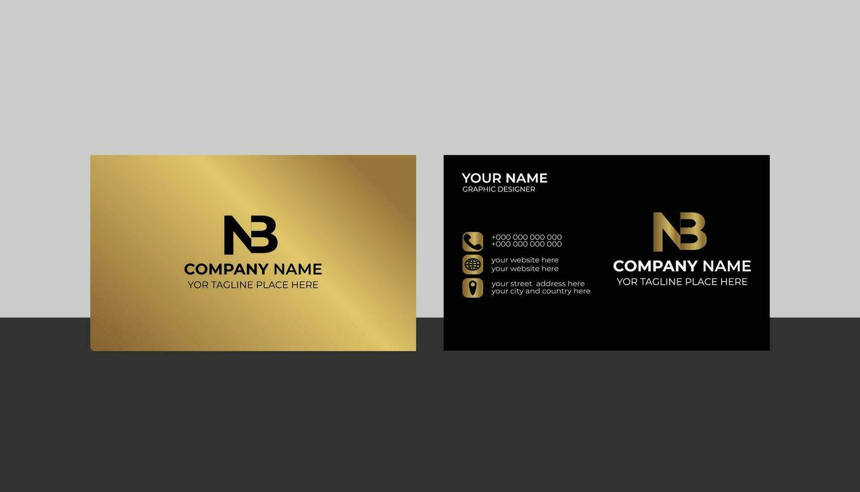 golden business card design vector