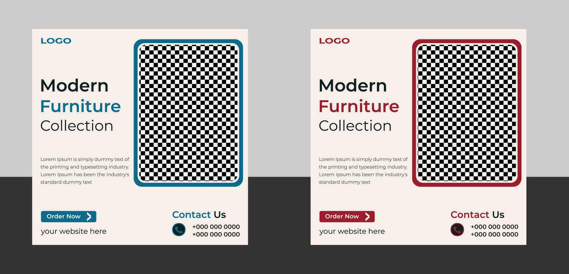 modern furniture social media post design vector