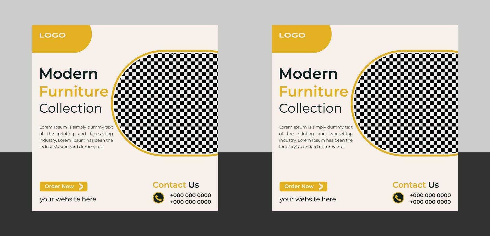 modern furniture social media post vector