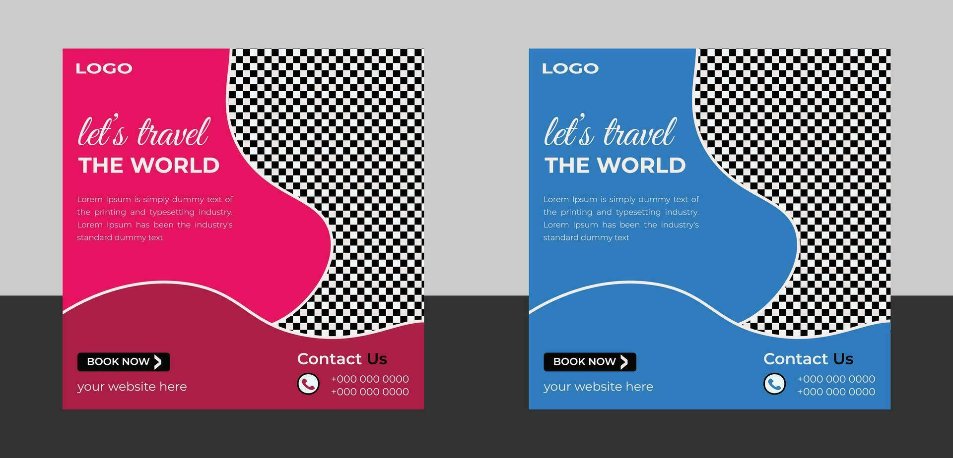 travel social media post design vector
