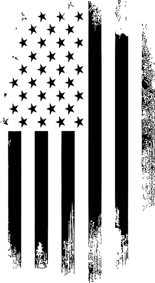 American Flag Silhouette, Back and white screen printing USA flag vector