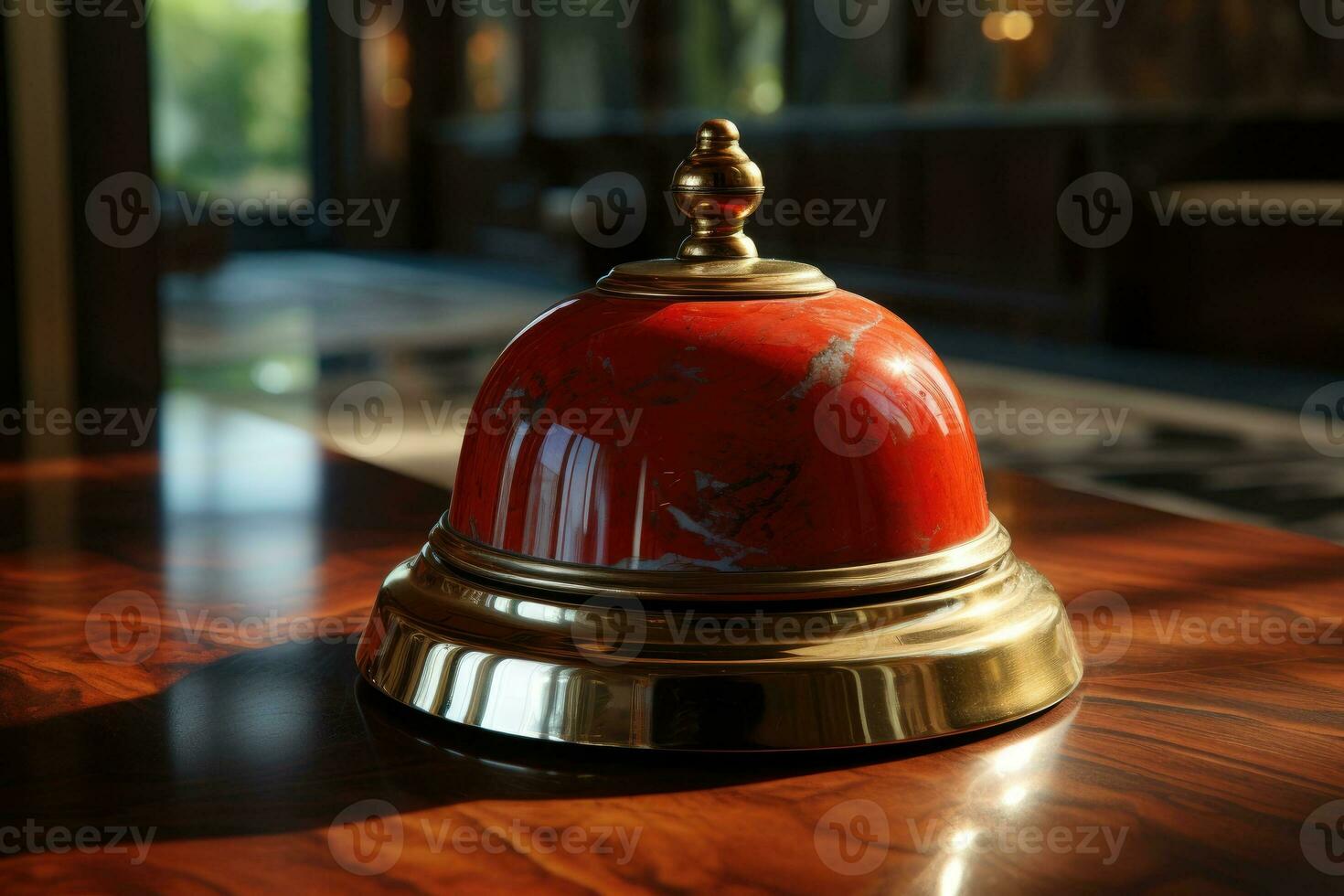 Hotel ring bell on counter desk at front reception. photo