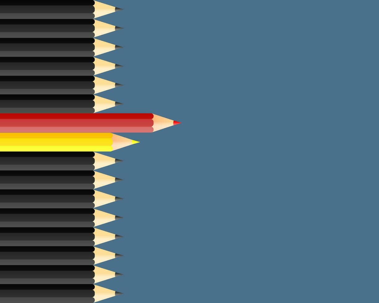 Yellow red black pencil. Concept background vector. vector