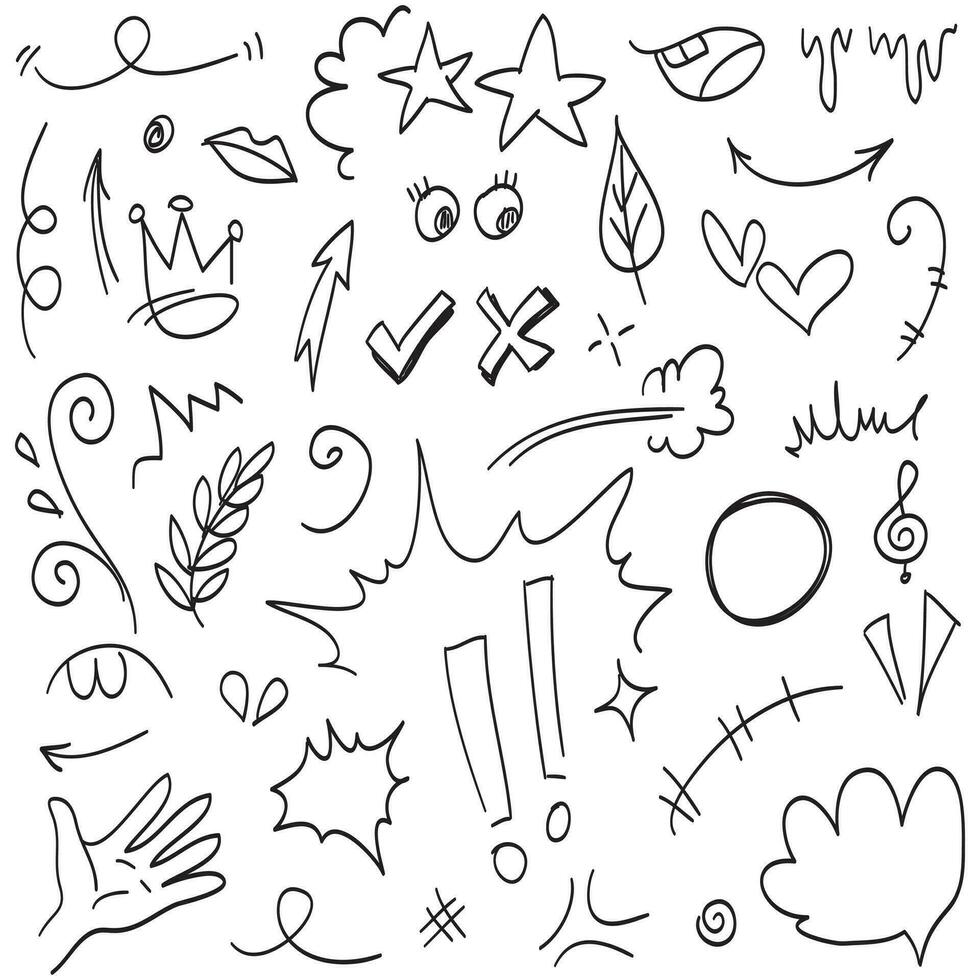 Doodle lines, Arrows, circles and curves vector.hand drawn design elements isolated on white background for infographic. vector illustration.