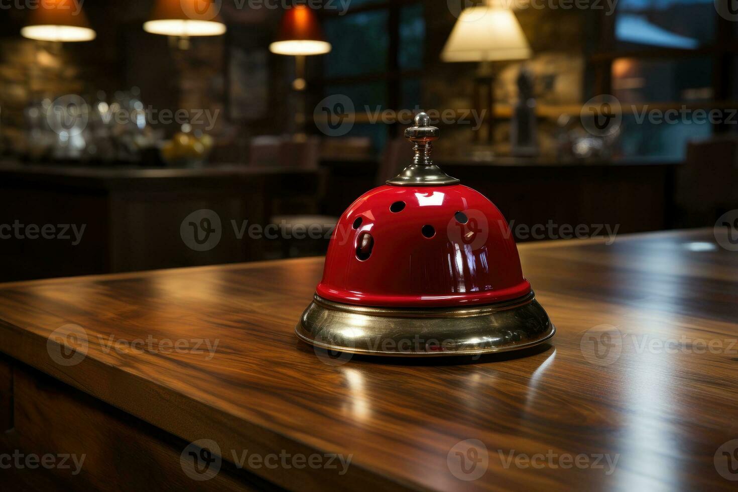Hotel ring bell on counter desk at front reception. photo