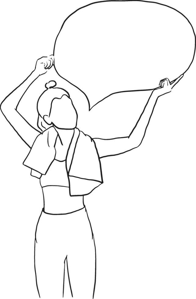 portrait of slim woman with speech bubble with empty space for text. vector