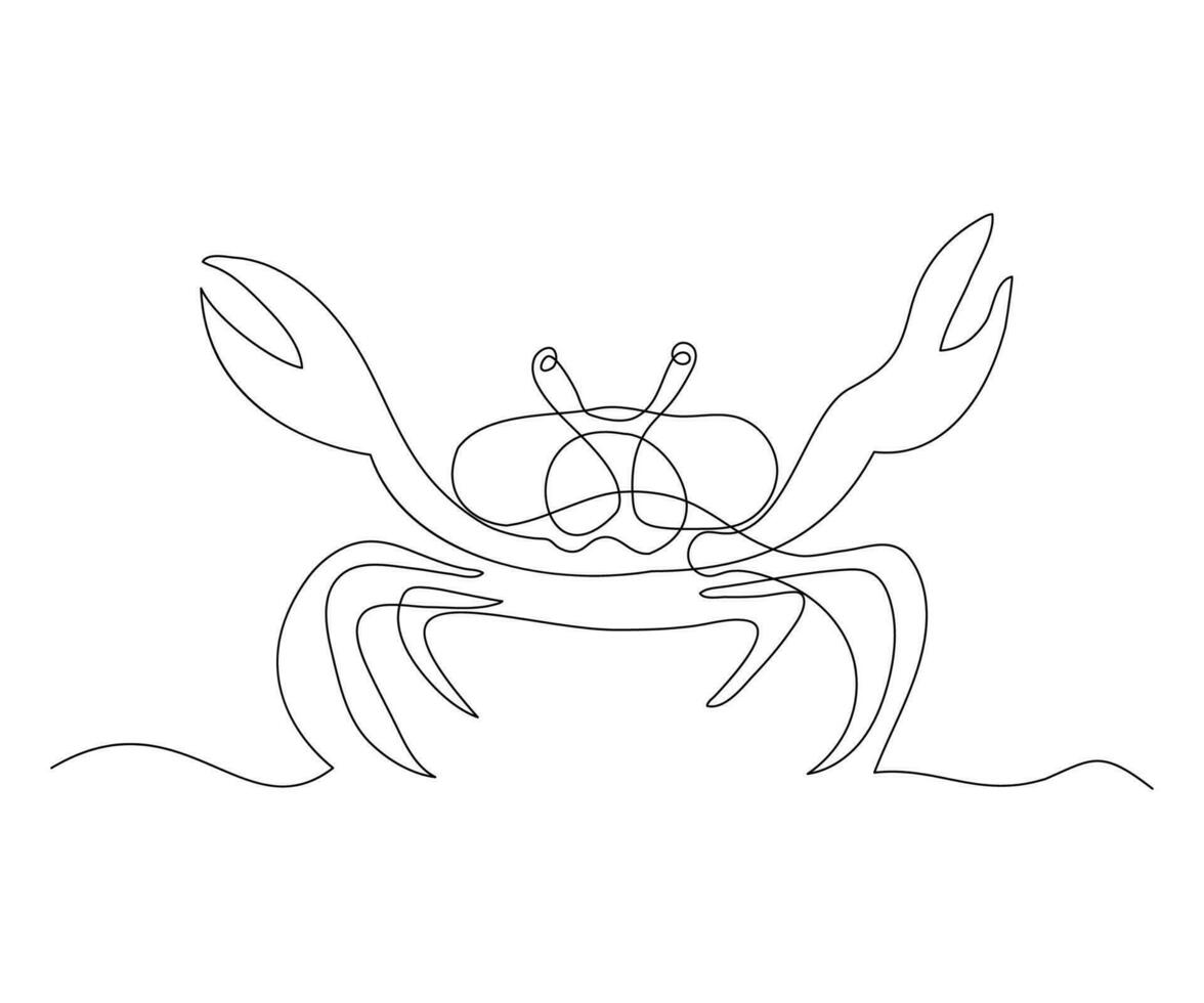 abstract Crab with Claws Continuous One Line Drawing vector