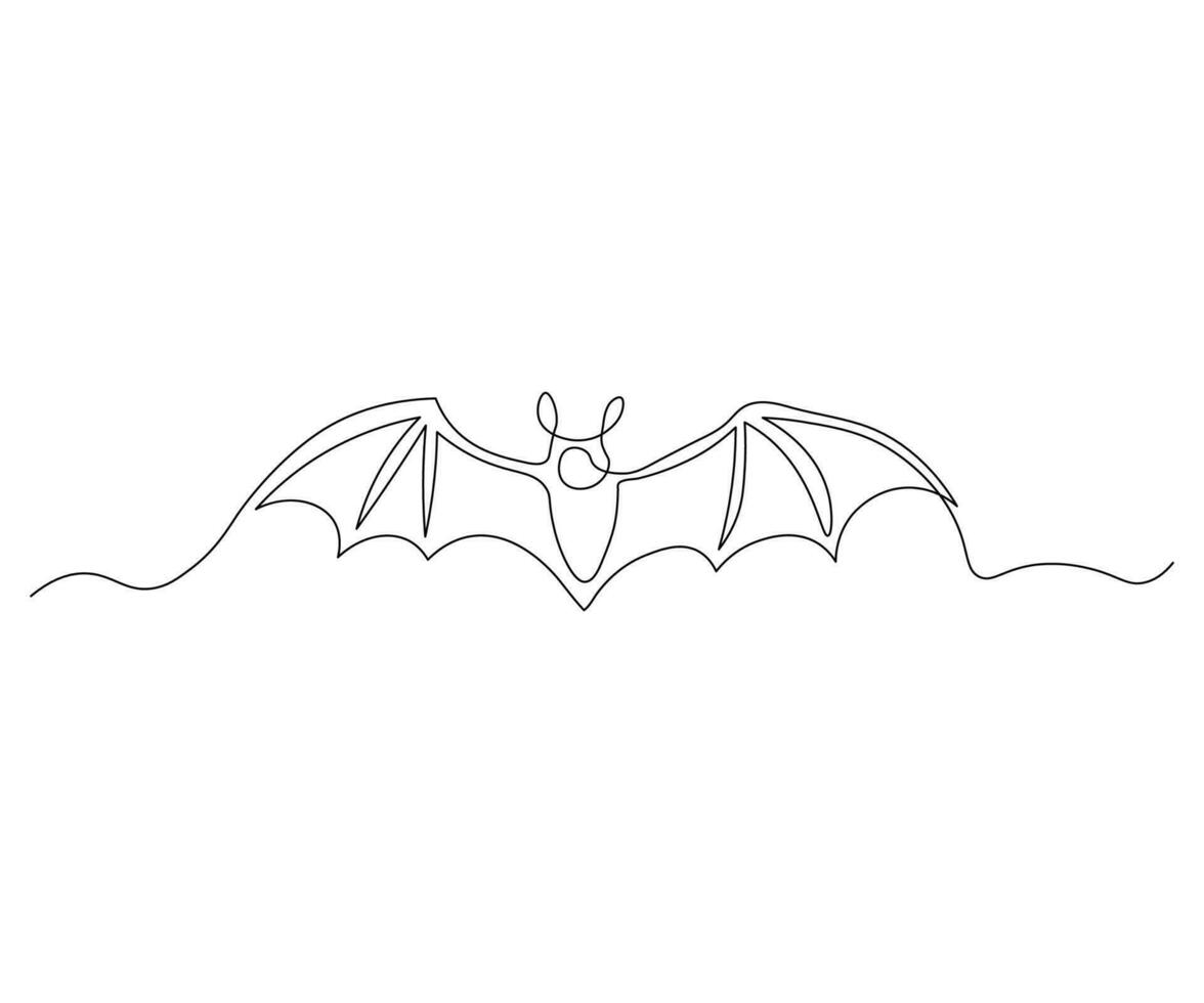 abstract Bat for Halloween Continuous One Line Drawing vector