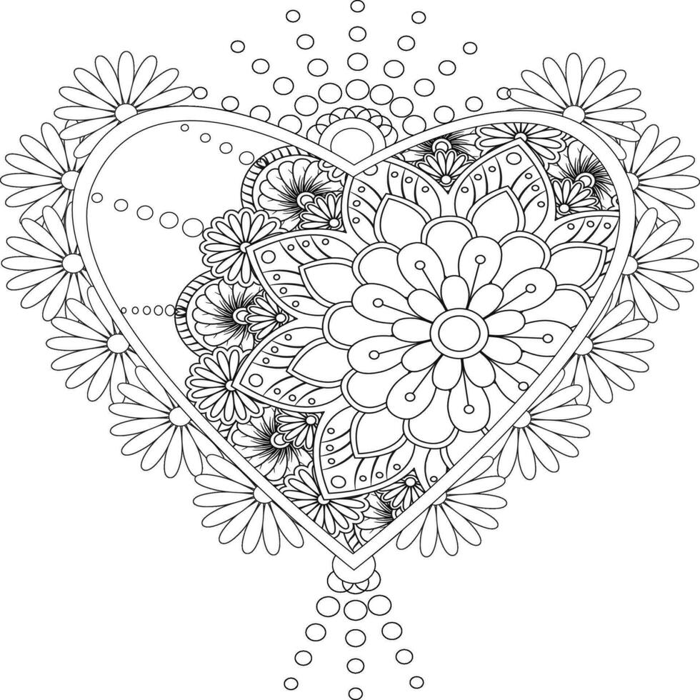 Heart Adult Coloring book pages vector