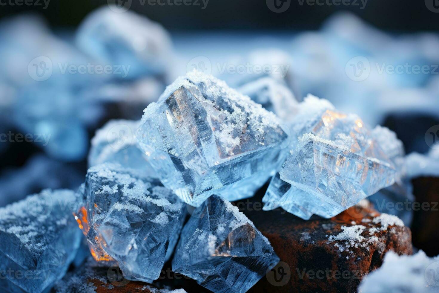 Ice crystals on the ground during severe frost photo