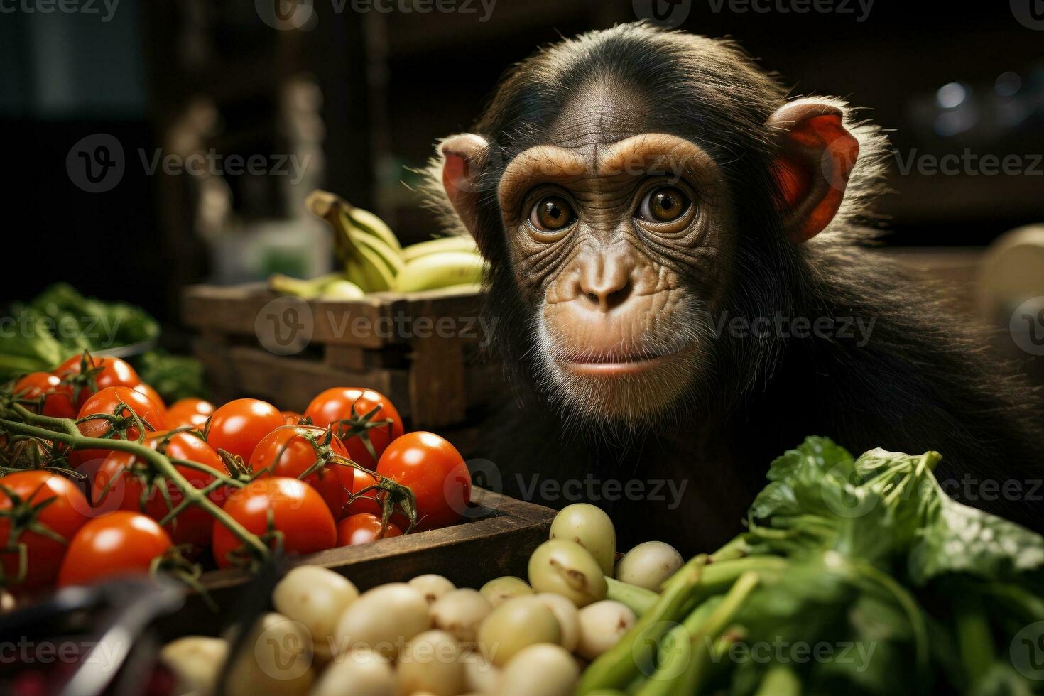 Close-up of monkey baby chimpanzee photo