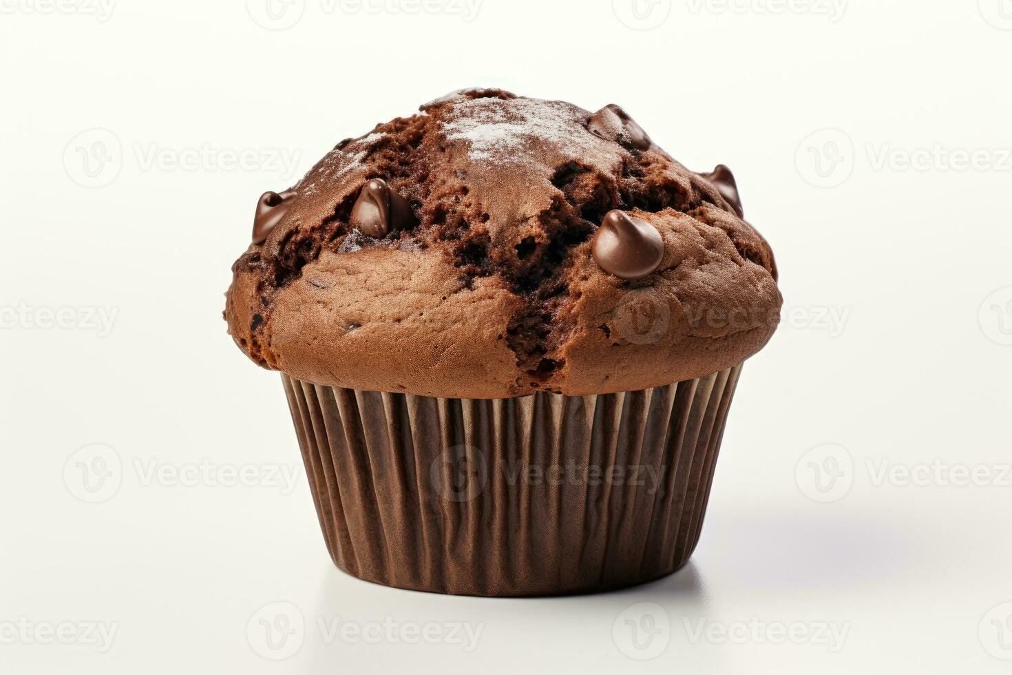 One chocolate muffin white background photo