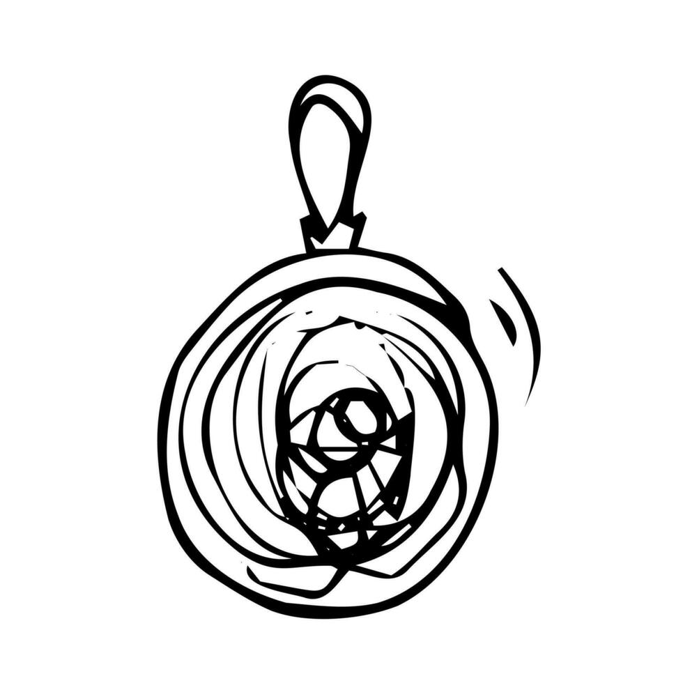 Hand drawn Christmas bauble. Tree toy, ball. New year or Christmas design element. Doodle style. Black and white vector illustration.
