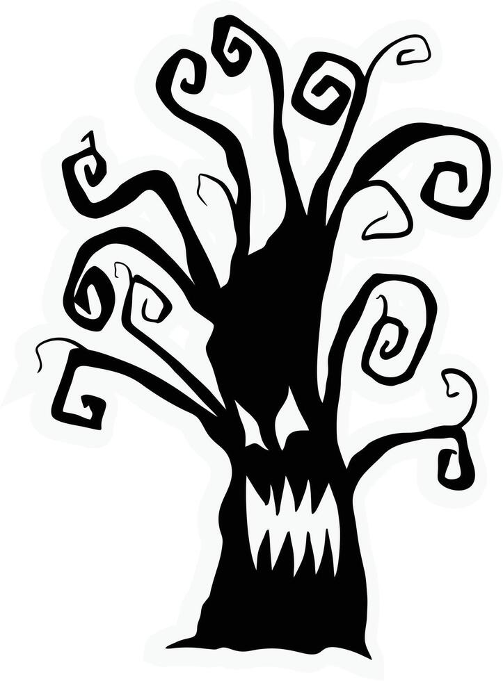 Spooky tree halloween with roots vector