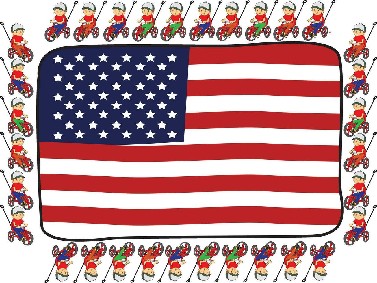 Estados Unidos bandera niños ciclismo vector