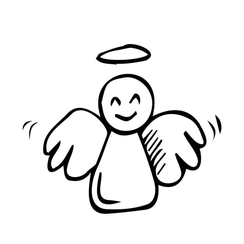 christmas doodle hand drawn angel. simple vector illustration