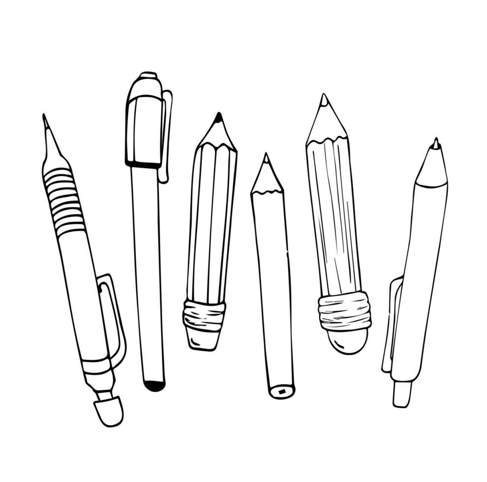 Vector doodle pen. Single isolated object. Stationery icon set. Good for student, school, business concept