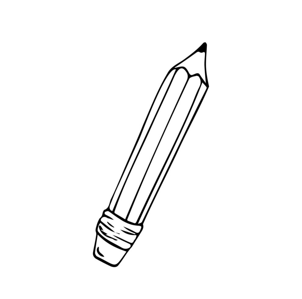 Vector doodle pen. Single isolated object. Stationery icon set. Good for student, school, business concept