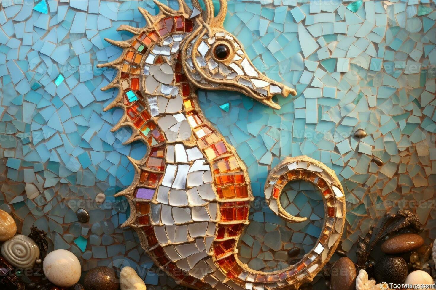 mosaico representación de un caballo de mar. foto