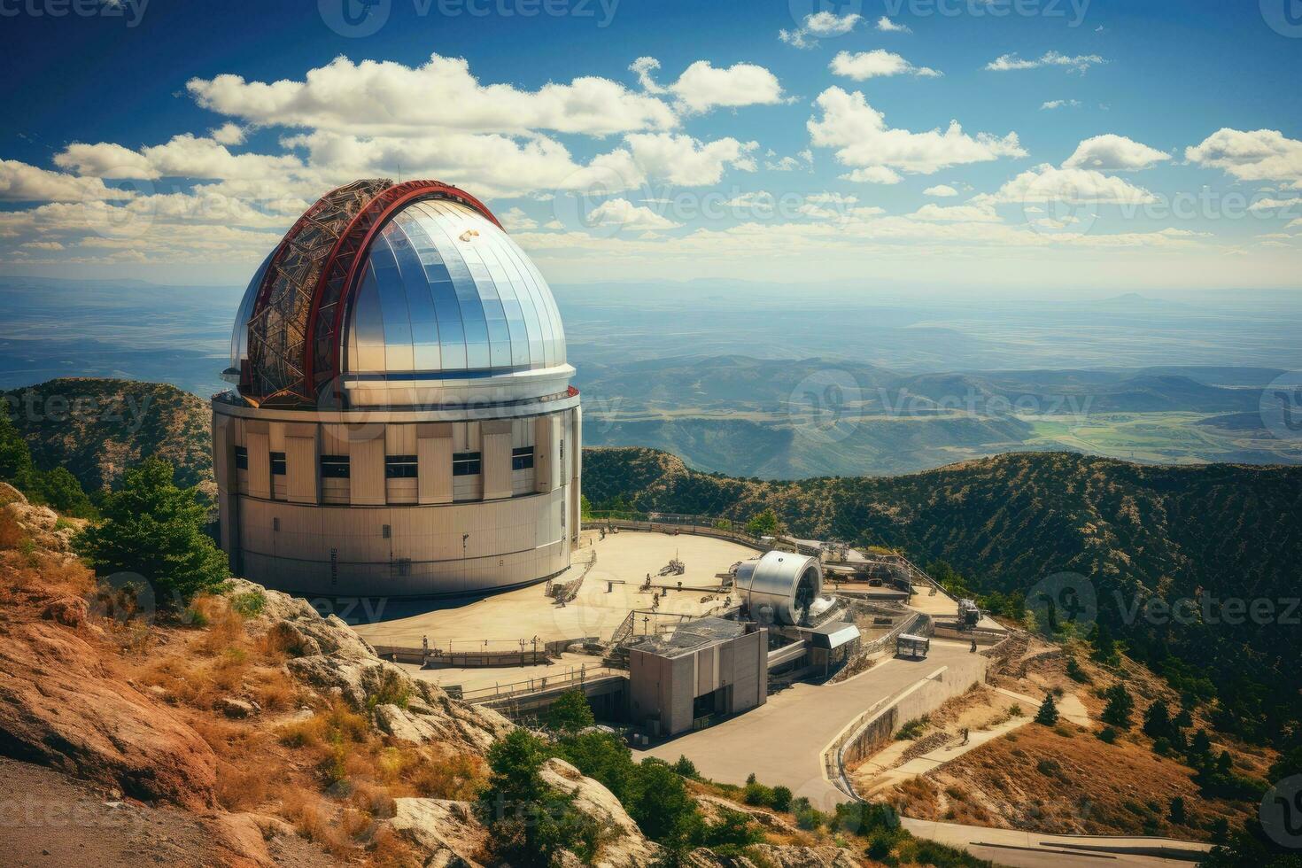 Huge astronomical observatory against the blue sky. photo