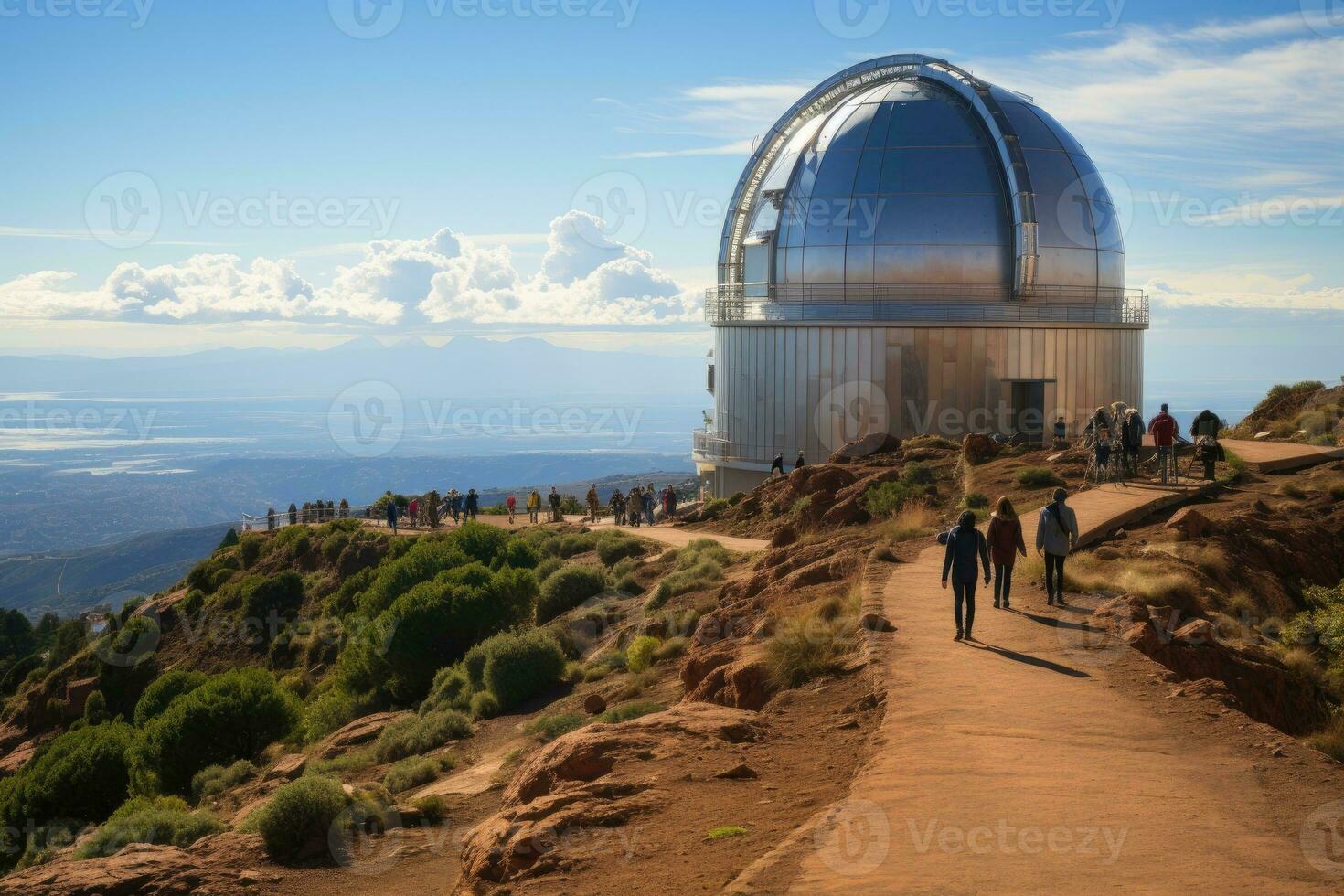 Huge astronomical observatory against the blue sky. photo