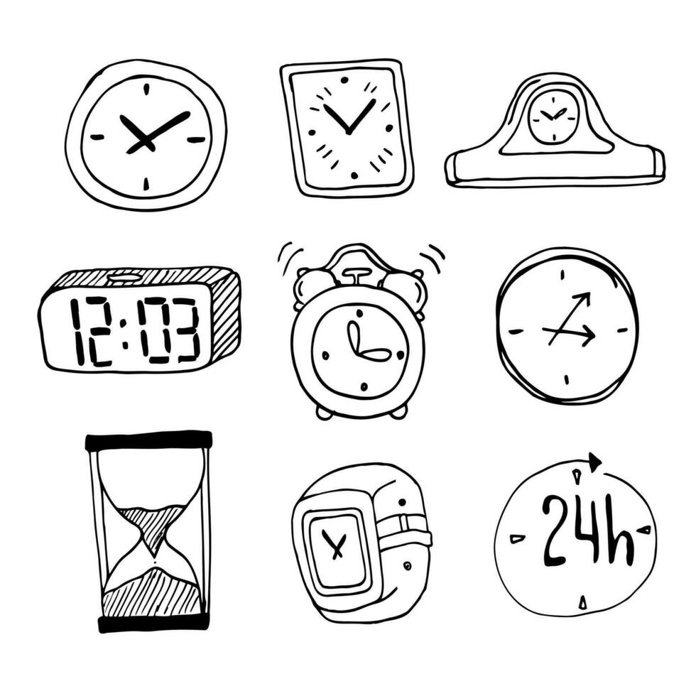 vector garabatear reloj, reloj icono. negocio signo. vector eps.10